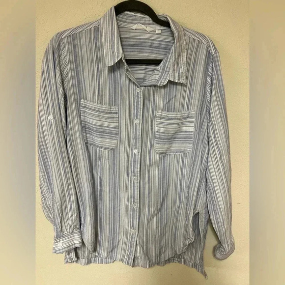Athleta Button down top lightweight striped button down XL - Picture 3 of 11